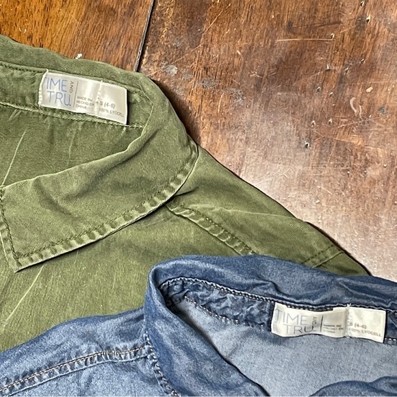 Time & Tru Small Denim Chambray Shirt Dress 1/2 Button Long Sleeve Lyocell Lot - Picture 2 of 11